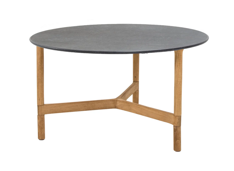 Twist Round Coffee Table - Cane Line - Tables + Desks - Small - Light Grey - Fossil Black Ceramic - HORNE