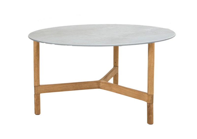 Twist Round Coffee Table - Cane Line - Tables + Desks - Small - Light Grey - Fossil Black Ceramic - HORNE
