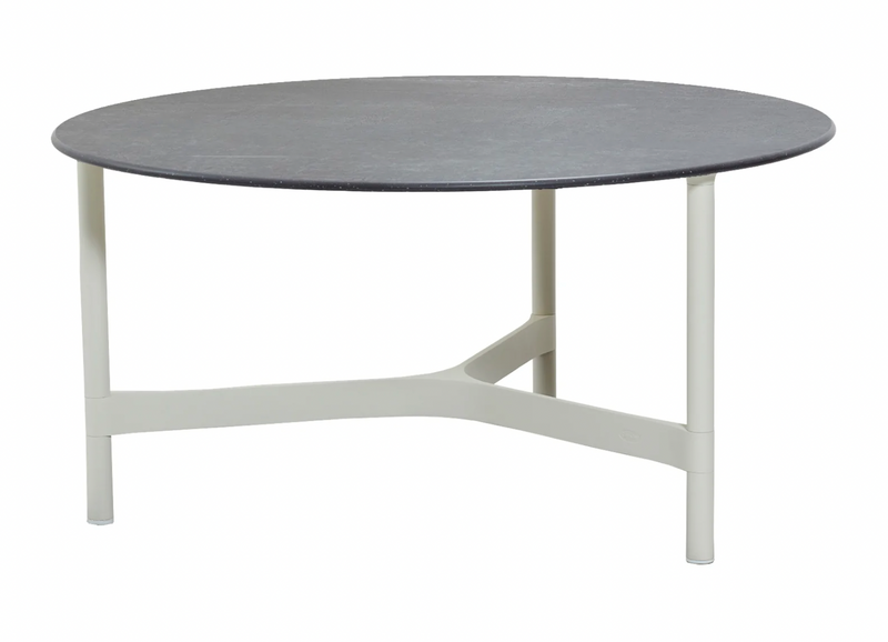 Twist Round Coffee Table - Cane Line - Tables + Desks - Small - Light Grey - Fossil Black Ceramic - HORNE