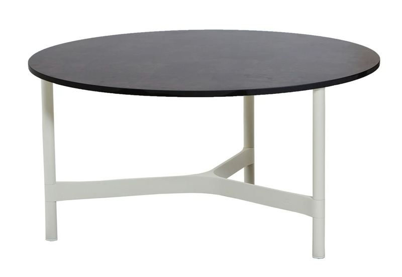 Twist Round Coffee Table - Cane Line - Tables + Desks - Small - Light Grey - Fossil Black Ceramic - HORNE