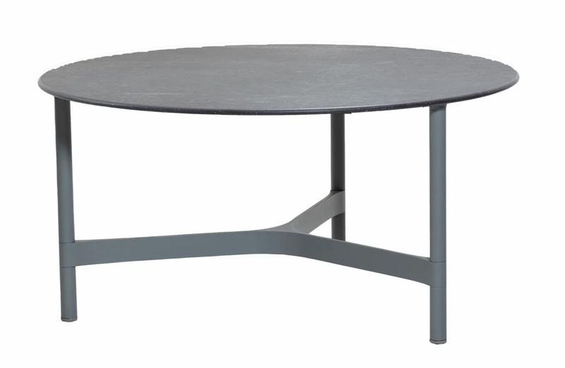 Twist Round Coffee Table - Cane Line - Tables + Desks - Small - Light Grey - Fossil Black Ceramic - HORNE