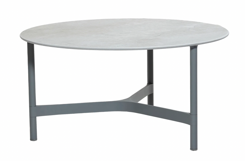 Twist Round Coffee Table - Cane Line - Tables + Desks - Small - Light Grey - Fossil Black Ceramic - HORNE