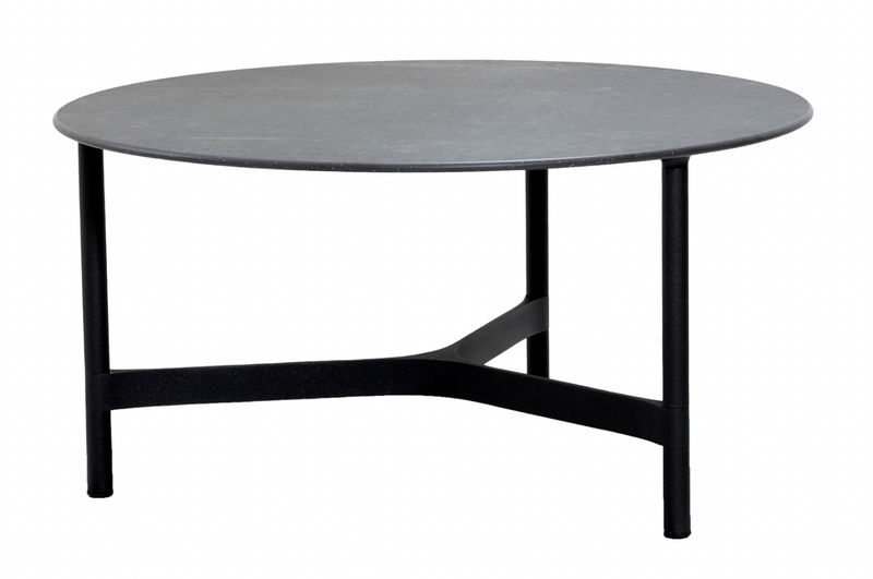 Twist Round Coffee Table - Cane Line - Tables + Desks - Small - Light Grey - Fossil Black Ceramic - HORNE