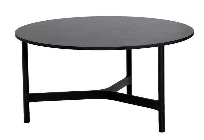 Twist Round Coffee Table - Cane Line - Tables + Desks - Small - Light Grey - Fossil Black Ceramic - HORNE