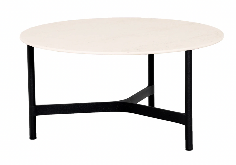 Twist Round Coffee Table - Cane Line - Tables + Desks - Small - Light Grey - Fossil Black Ceramic - HORNE