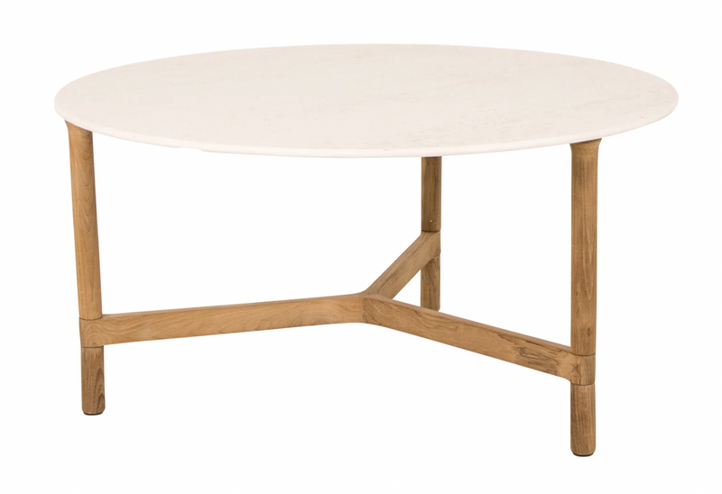 Twist Round Coffee Table - Cane Line - Tables + Desks - Small - Light Grey - Fossil Black Ceramic - HORNE