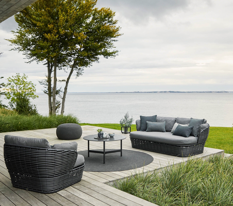 Basket Lounge Chair - Cane Line - Outdoor Furniture - Graphite Frame w/ Grey Cushion - HORNE