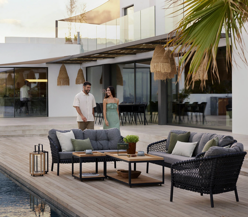 Ocean Large 2 - Seater Sofa - Cane Line - Outdoor Furniture - Natural - Dark Grey Cane - line Wove - HORNE