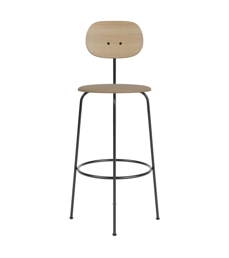 Afteroom Bar Chair Plus - Upholstered Seat - Audo Copenhagen - Chairs - Natural Oak/ Audo Boucle - Gold 06 - HORNE