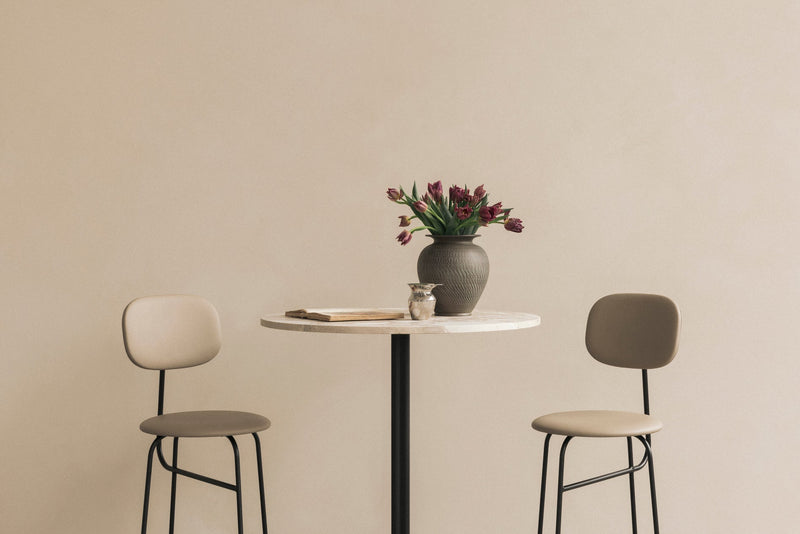 Afteroom Bar Chair Plus - Upholstered Seat & Back - Audo Copenhagen - Chairs - Sierra Leather - Stone 1611 - HORNE