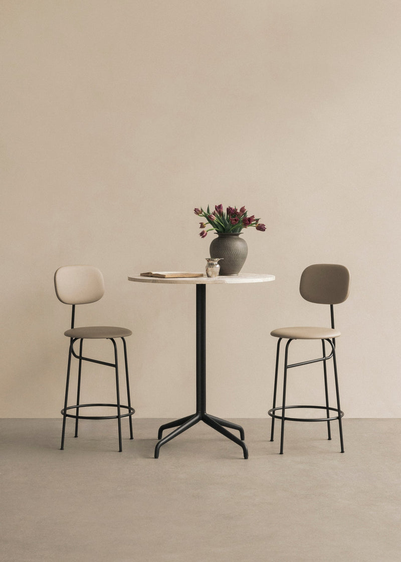 Afteroom Counter Chair Plus - Upholstered Seat - Audo Copenhagen - Stools + Benches + Ottomans - Natural Oak/ Audo Boucle - Gold 06 - HORNE