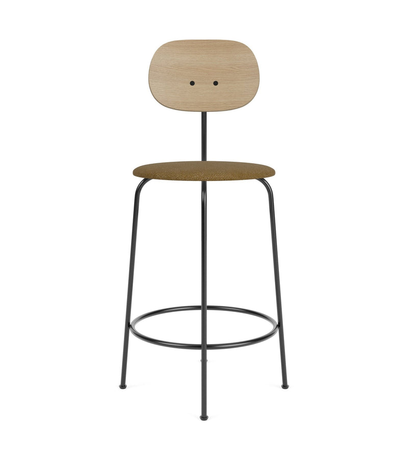 Afteroom Counter Chair Plus - Upholstered Seat - Audo Copenhagen - Stools + Benches + Ottomans - Natural Oak/ Audo Boucle - Gold 06 - HORNE