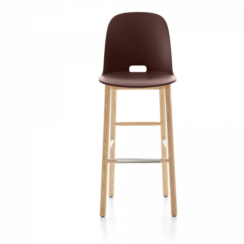 Alfi High Back Barstool - Emeco - Chairs - Dark Brown - Ash - HORNE