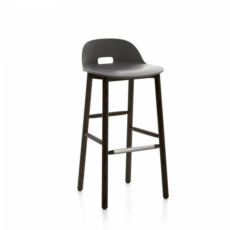 Alfi Low Back Barstool - Emeco - Stools + Benches + Ottomans - Dark Brown - Ash - HORNE