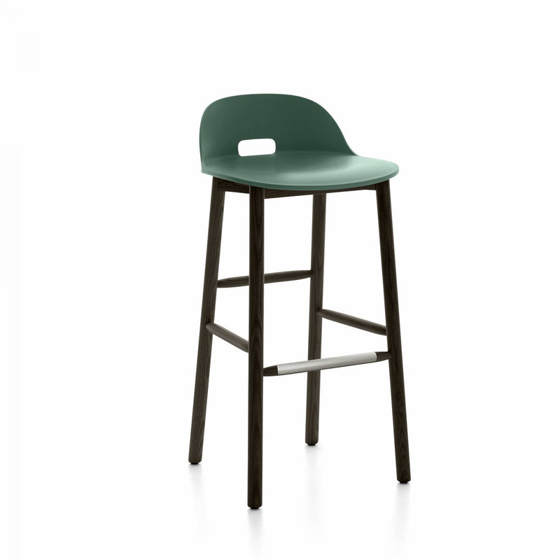 Alfi Low Back Barstool - Emeco - Stools + Benches + Ottomans - Dark Brown - Ash - HORNE