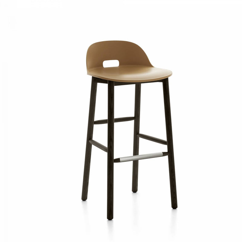 Alfi Low Back Barstool - Emeco - Stools + Benches + Ottomans - Dark Brown - Ash - HORNE