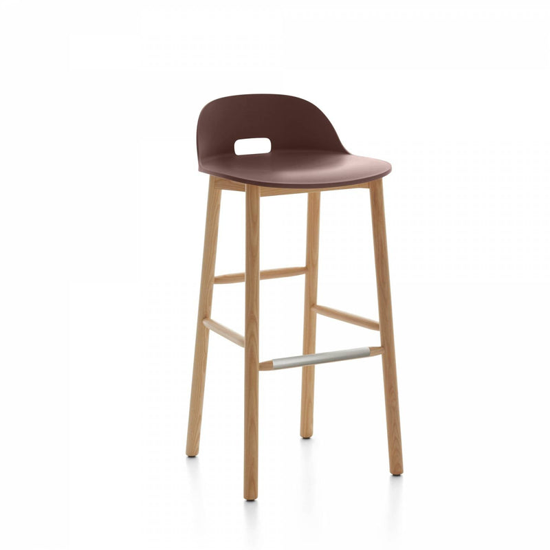 Alfi Low Back Barstool - Emeco - Stools + Benches + Ottomans - Dark Brown - Ash - HORNE