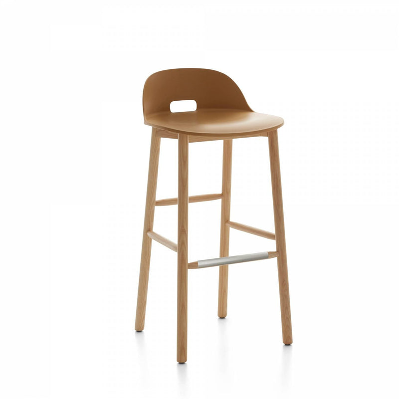 Alfi Low Back Barstool - Emeco - Stools + Benches + Ottomans - Dark Brown - Ash - HORNE