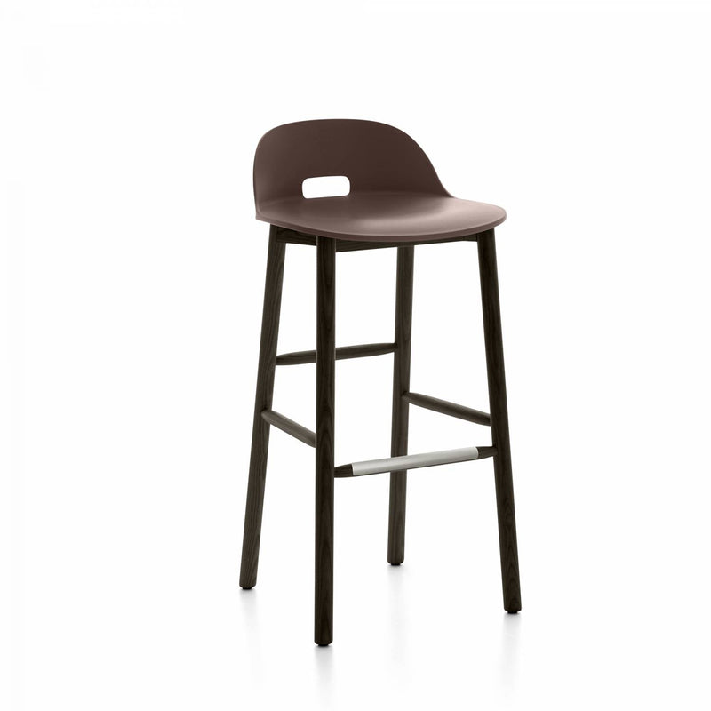 Alfi Low Back Barstool - Emeco - Stools + Benches + Ottomans - Dark Brown - Ash - HORNE