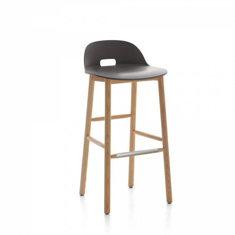 Alfi Low Back Barstool - Emeco - Stools + Benches + Ottomans - Dark Brown - Ash - HORNE
