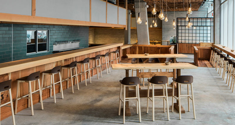 Alfi Low Back Barstool - Emeco - Stools + Benches + Ottomans - Dark Brown - Ash - HORNE