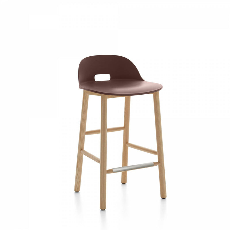 Alfi Low Back Counter Stool - Emeco - Stools + Benches + Ottomans - Dark Brown - Ash - HORNE