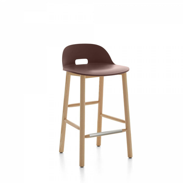 Alfi Low Back Counter Stool - Emeco - Stools + Benches + Ottomans - Dark Brown - Ash - HORNE