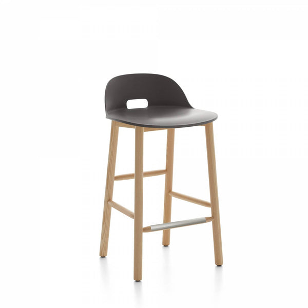Alfi Low Back Counter Stool - Emeco - Stools + Benches + Ottomans - Dark Grey - Ash - HORNE