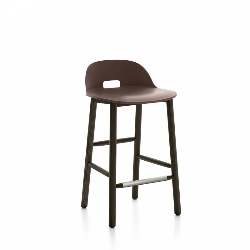 Alfi Low Back Counter Stool - Emeco - Stools + Benches + Ottomans - Dark Brown - Ash - HORNE