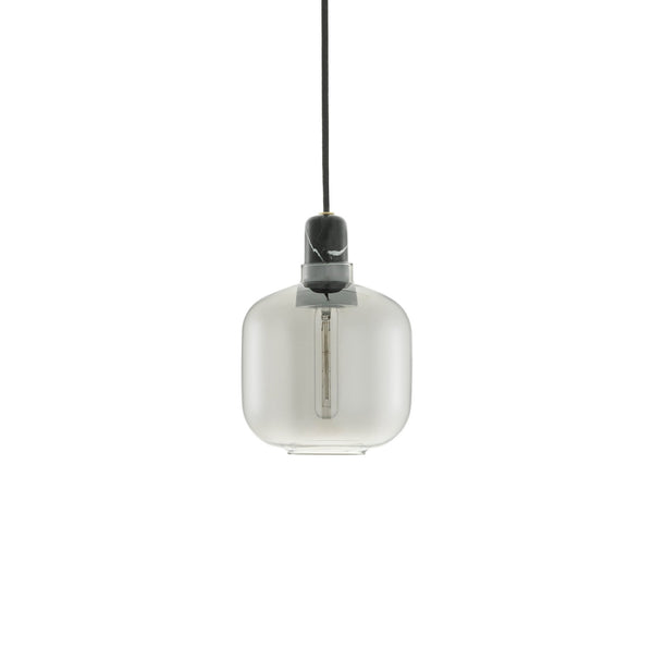 Amp Pendant Light - Small - Normann Copenhagen - Pendants - Smoke Glass/ Black Marble Socket Housing/ Black Cord - No Bulb - HORNE