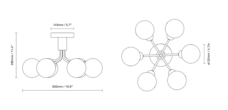 Apiales 6 Ceiling Light - Nuura - Ceiling Lights - Satin Black/Opal - HORNE