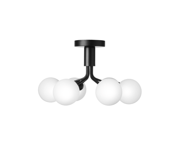 Apiales 6 Ceiling Light - Nuura - Ceiling Lights - Satin Black/Opal - HORNE