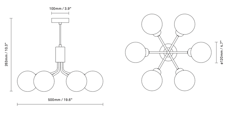 Apiales 6 Pendant - Nuura - Pendants - Satin Black/Opal White - HORNE