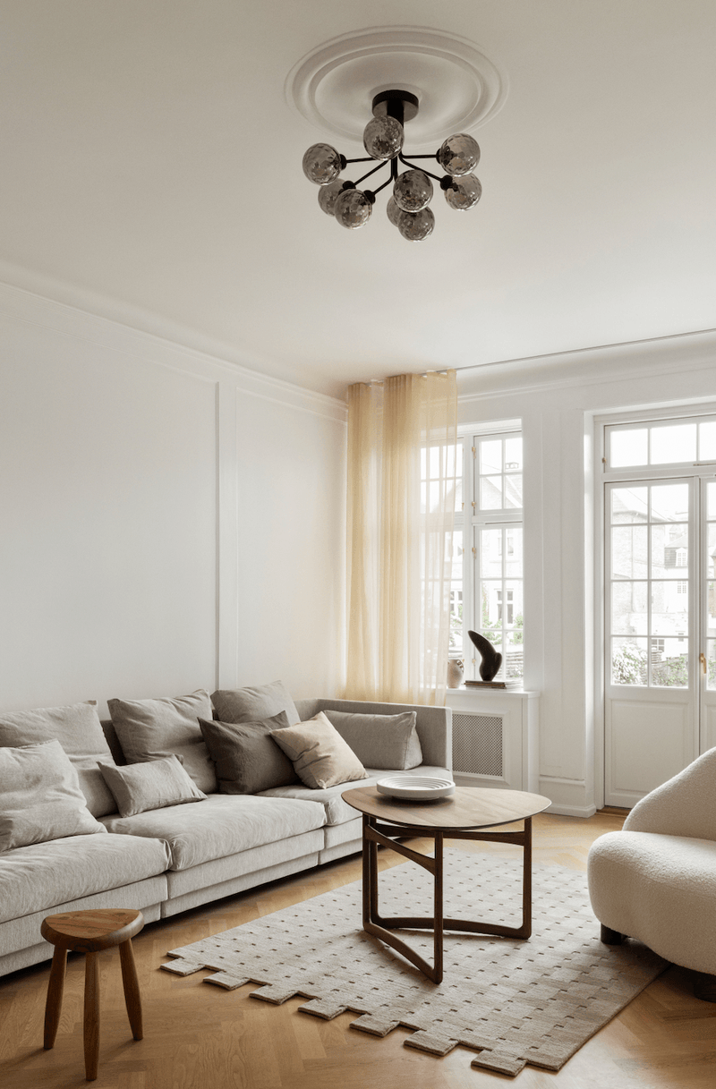 Apiales 9 Ceiling Light - Nuura - Chandeliers - Brushed Brass / Opal White - HORNE