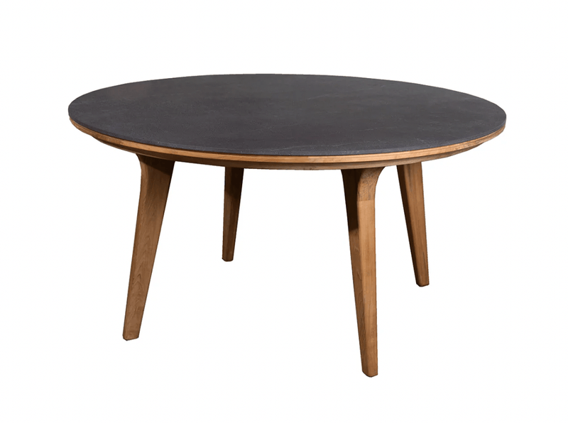 Aspect Teak Dining Table - Round - Cane Line - Outdoor Furniture - Fossil Grey Ceramic - HORNE