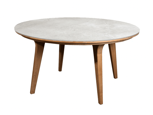 Aspect Teak Dining Table - Round - Cane Line - Outdoor Furniture - Fossil Grey Ceramic - HORNE