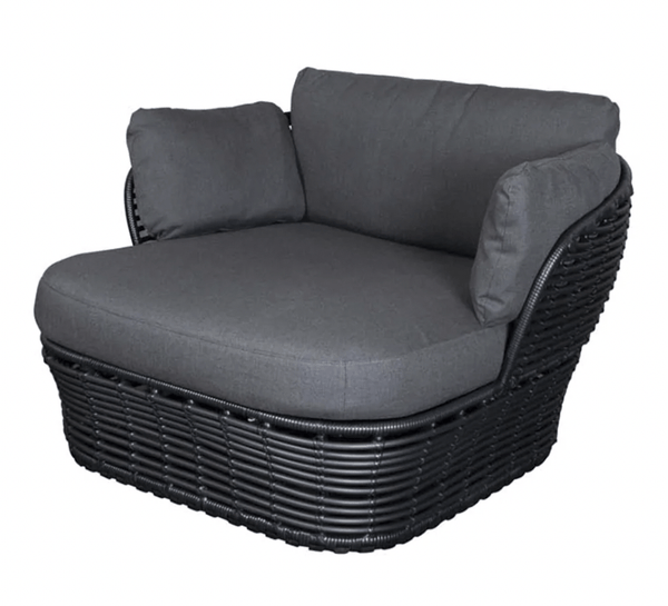 Basket Lounge Chair - Cane Line - Outdoor Furniture - Graphite Frame w/ Grey Cushion - HORNE