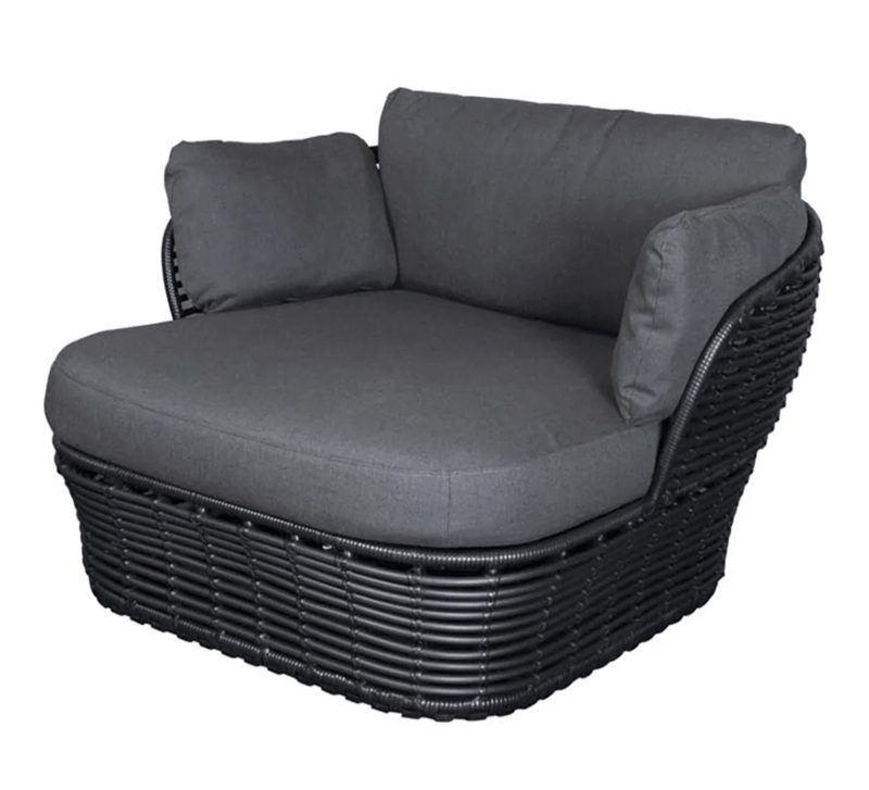 Basket Lounge Chair - Cane Line - Outdoor Furniture - Graphite Frame w/ Grey Cushion - HORNE