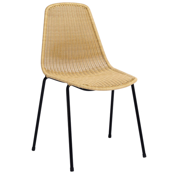 Basket Outdoor Dining Chair - Feelgood Designs - Outdoor Furniture - Wheat Seat/ Black Frame - HORNE