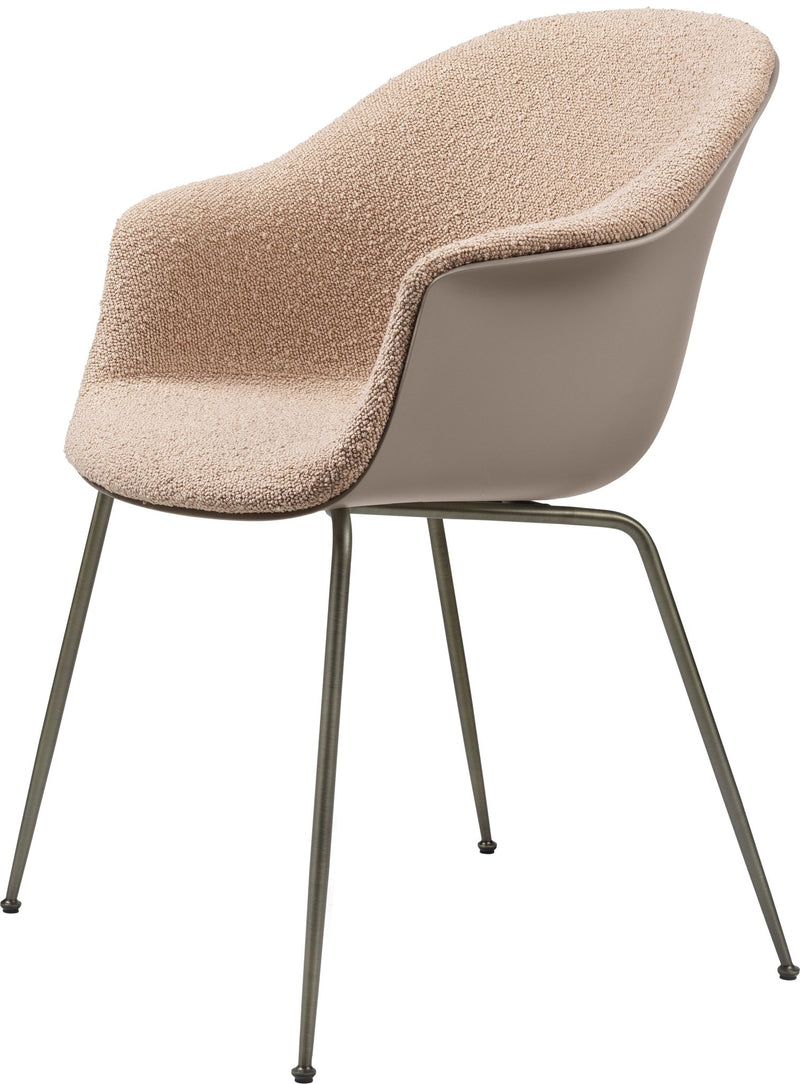 Bat Dining Armchair, Front Upholstered - Antique Brass Base - Gubi - Chairs - Black - Gabriel Tempt - 60152 - HORNE