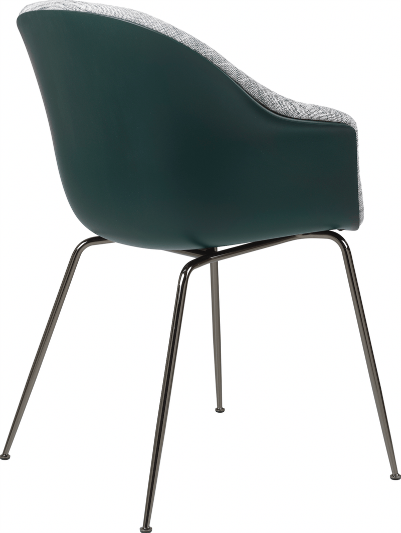 Bat Dining Armchair, Front Upholstered - Chrome Base - Gubi - Chairs - Black - Black Chrome - Canvas 2 - 0674 - HORNE