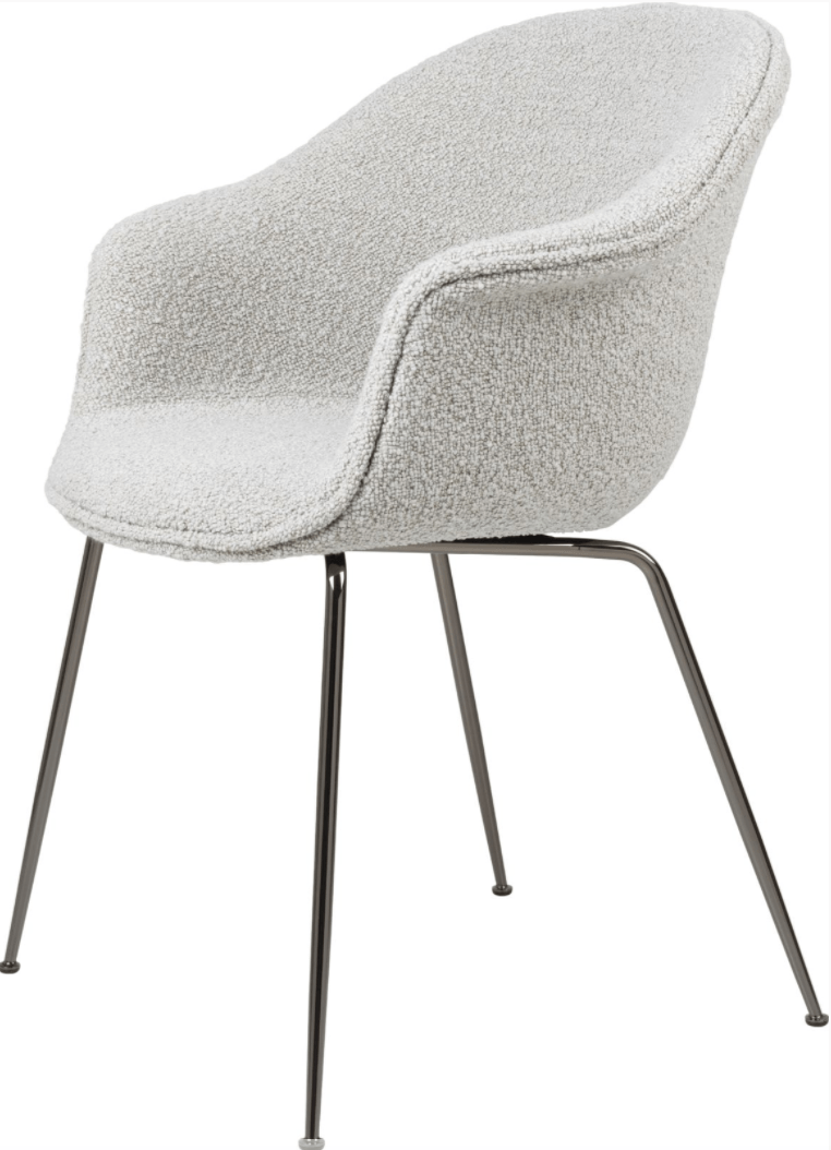 Bat Dining Armchair, Fully Upholstered - Black Chrome Base - Gubi - Chairs - Canvas 2 - 0674 - HORNE