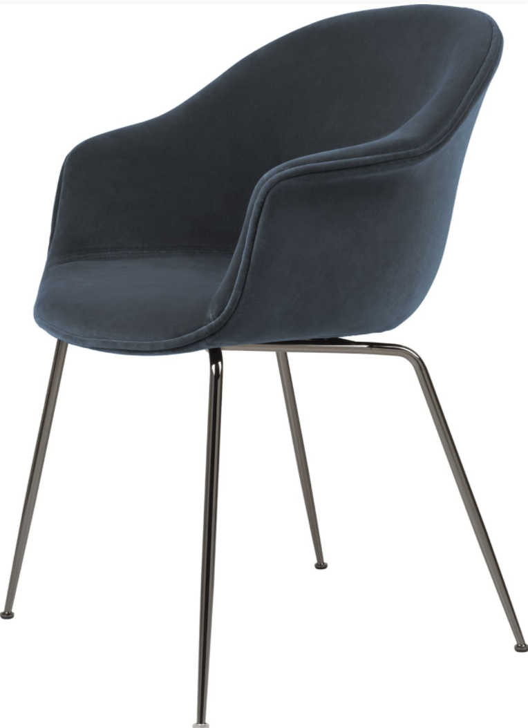 Bat Dining Armchair, Fully Upholstered - Black Chrome Base - Gubi - Chairs - Canvas 2 - 0674 - HORNE
