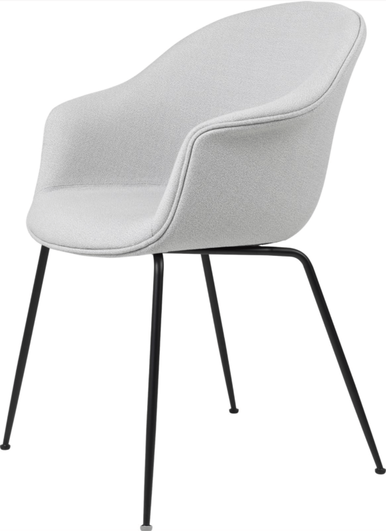 Bat Dining Armchair, Fully Upholstered - Black Matte Base - Gubi - Chairs - Canvas 2 - 0674 - HORNE