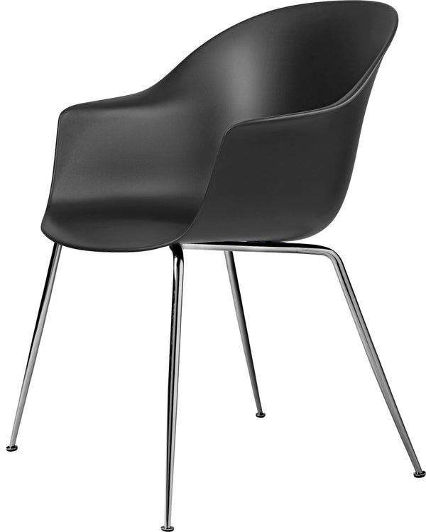 Bat Shell Dining Armchair - Chrome Base - Gubi - Chairs - Black - HORNE