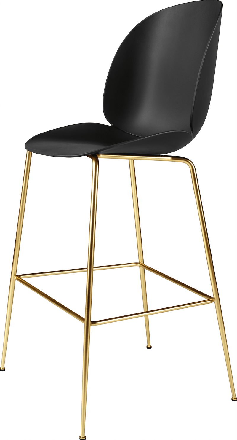 Beetle Bar Chair Un - Upholstered - Gubi - Stools + Benches + Ottomans - Black Chrome - Black - HORNE
