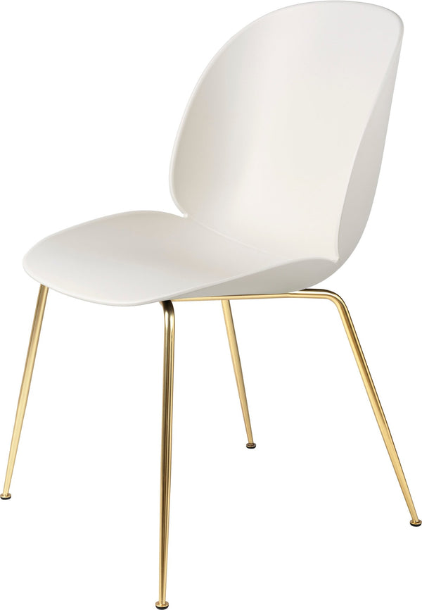 Beetle Dining Chair - Matte Brass Base - Gubi - Chairs - Alabaster White - HORNE