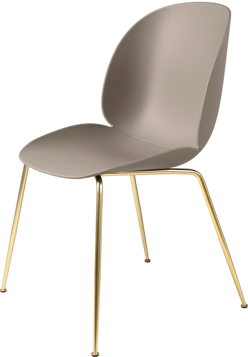 Beetle Dining Chair - Matte Brass Base - Gubi - Chairs - Alabaster White - HORNE