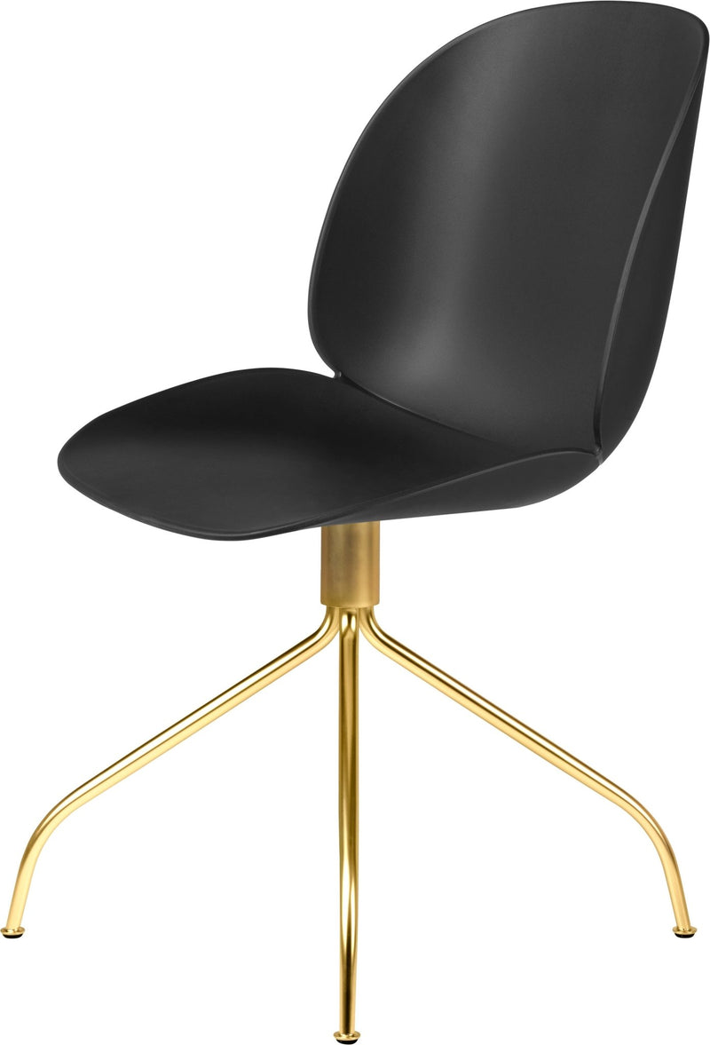 Beetle Meeting Chair - Brass Swivel Base - Gubi - Chairs - Black - HORNE