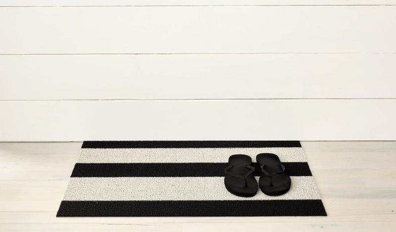 Bold Stripe Shag Rug - Chilewich - Rugs - Black/White - Doormat - HORNE